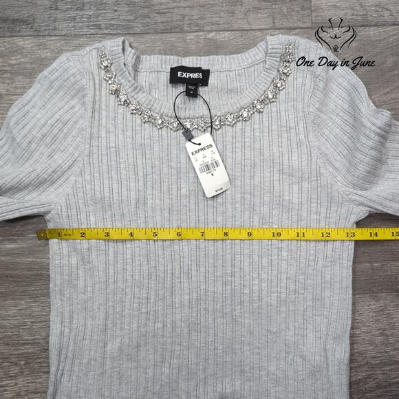 Express Long Sleeve Ribbed Top Size M - Picture 3 of 5